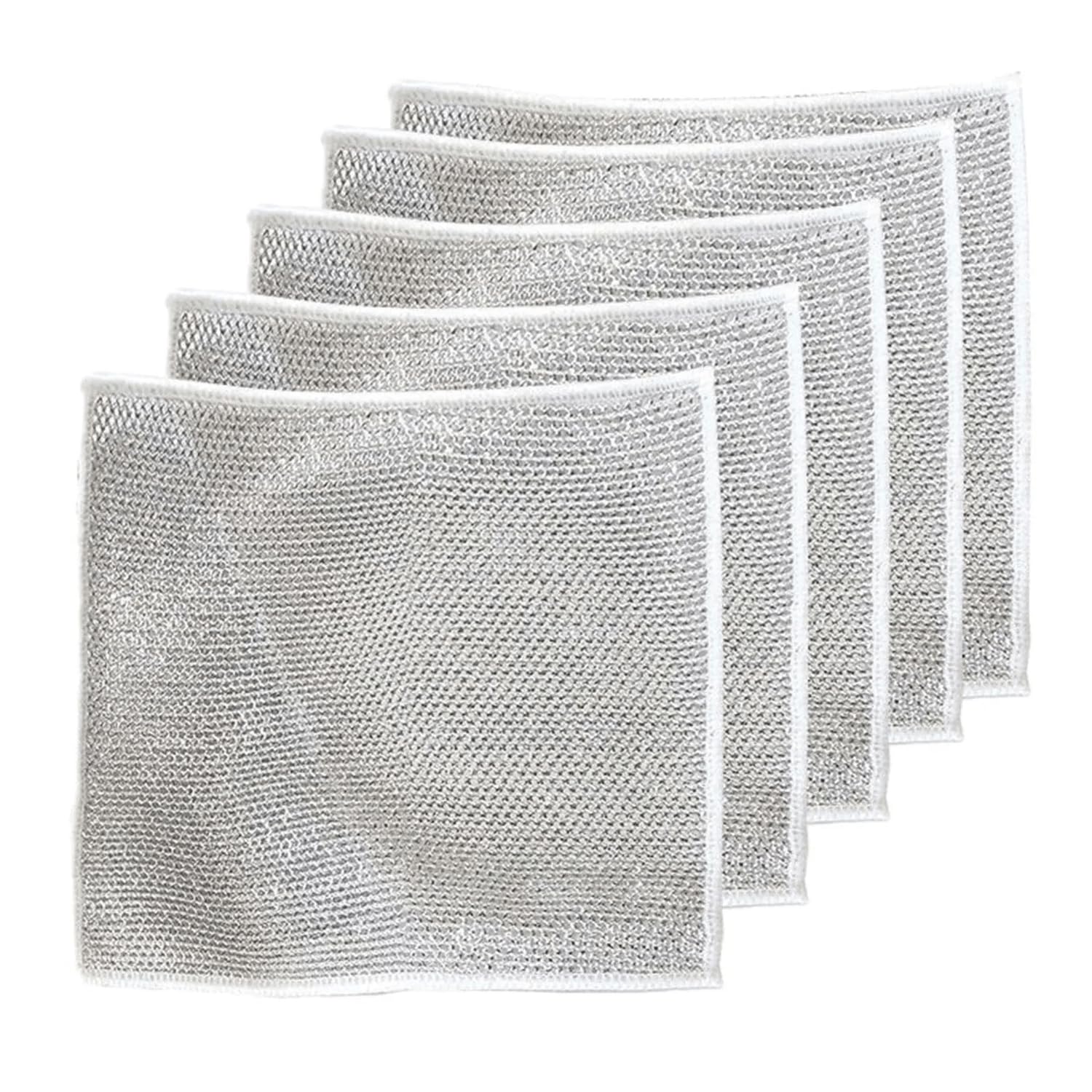 Mr. Carve Multipurpose Wire Dishwashing Rags - Non-Scratch Stainless Steel Scrubber - 8 Inch | Machine Washable Dishcloth for Wet & Dry Cleaning of Dishes, Sinks, and Counters (Pack of 5) (B0DF6CR7LD) Amazon Price History, Amazon Price Tracker