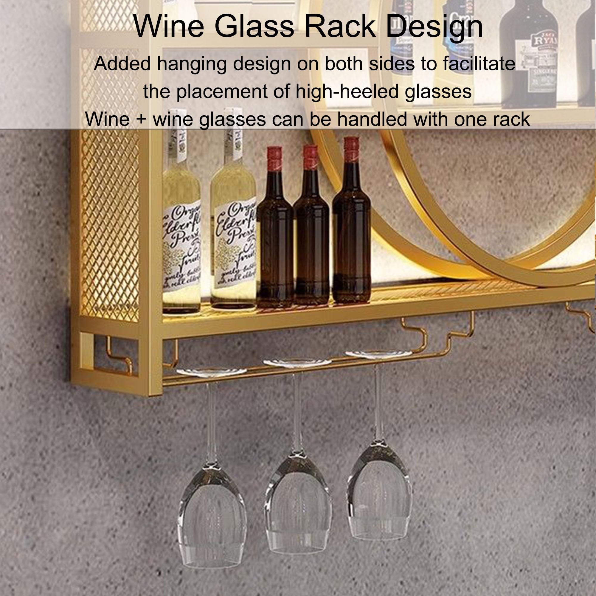 Botellero Vino Pared Para Vinoteca Wine Rack Botellero Vertical Garrafeira de Vino Mueble Bar Mini Bar para Casa Salon Barra Bar Muebles Cocina con Portavasos Estantes de Almacenamiento ( Color : Nero