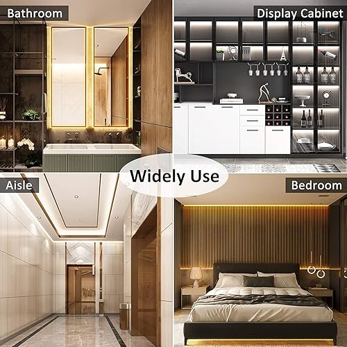 Miniatura 9 de PAUTIX COB - Tira de luz LED CCT ajustable blanca IP65 impermeable, CRI90+ 16.4 pies16.4 ft 2700K-6500K regulable 24V cinta de luz LED, para debajo