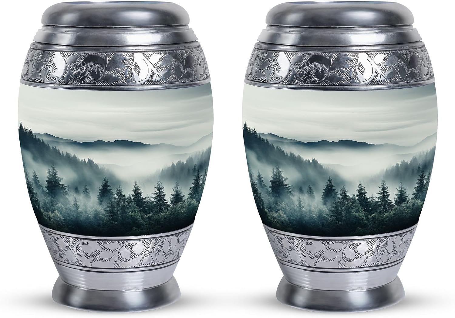 Mountain Forest Landscape Urn for Ashes for Women - Mountain Urns for Human Ashes Adult Female - Cremation Large Urns for Adult Male Dad - Large Funeral Urn for Son 10 Inch