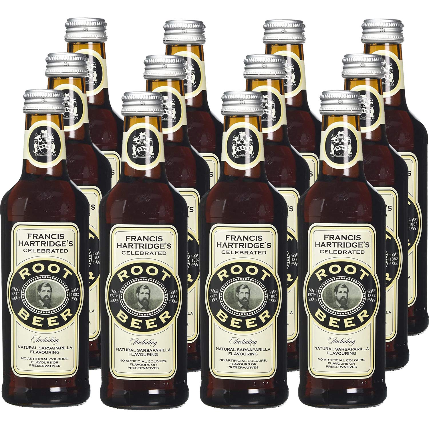 Hartridges Traditional Root Beer, Non-Alcoholic Soft Drink Pack Of 12x 330ml Bottles. Celebrated Taste, Sparkling Drink With Natural Extracts And No Artificial Colours. Suitable For Vegans