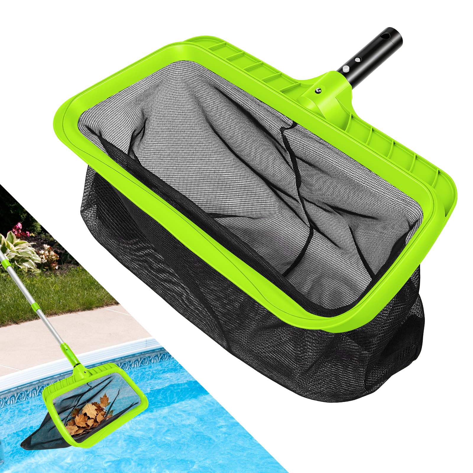 Epuisette de Piscine, Épuisettes de Surface, epuisette Piscine Maille Extra Fine, Epuisette De Fond Piscine, epuisette Piscine, pour spas, Bassin à Poissons, Parc Aquatique (Vert,sans Manche)