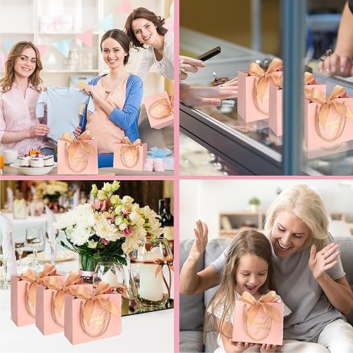 Miniatura 4 de Colarr 60 bolsas pequeñas de regalo de agradecimiento, mini bolsas de regalo de fiesta, bolsas de dulces con asas y cinta de lazo para bodas,