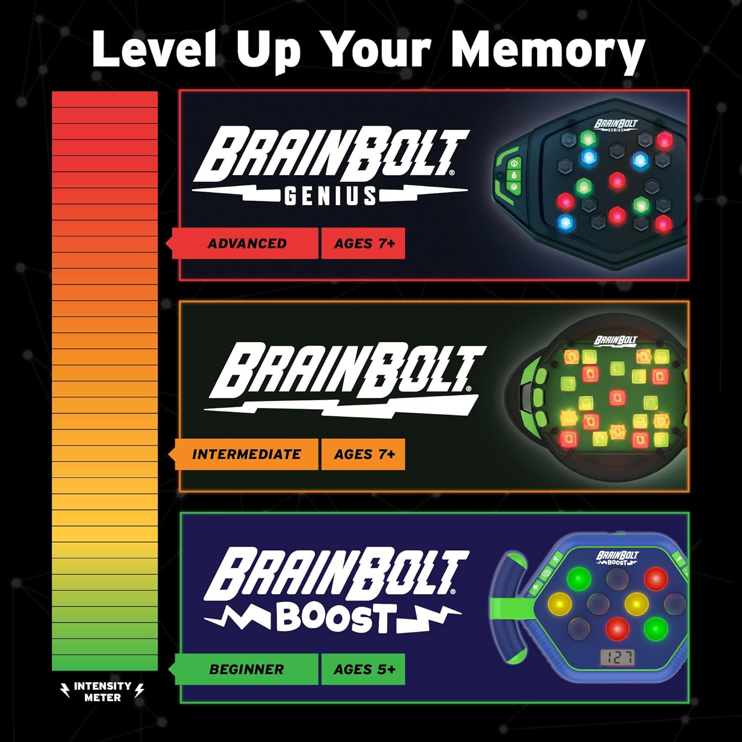 Educational Insights BrainBolt Boost - Handheld Electronic Memory Game, Gamer Gifts, Fidget Memory Games for Kids Ages 4-8, Single Player Brain Travel Games for Kids, Boys and Girls Gifts