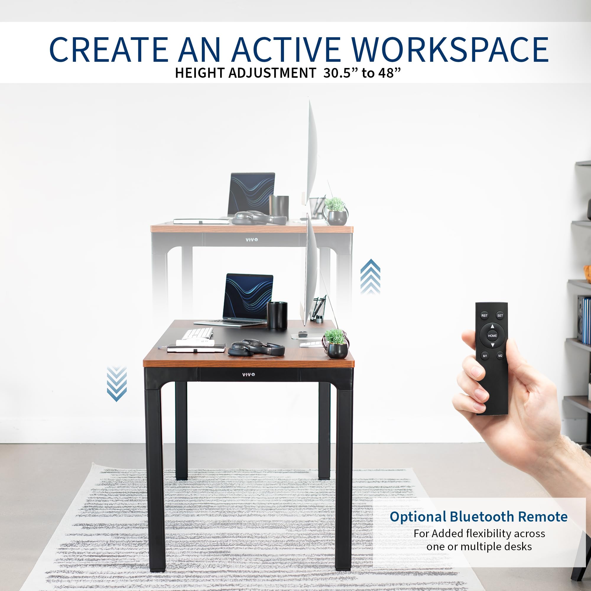 VIVO Premium Electric 71 x 30 inch Height Adjustable Memory Stand Up Desk Black 4-Leg Quad Motor Frame — view 4