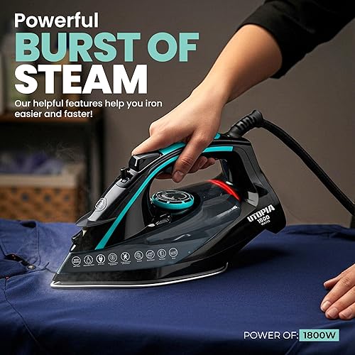 Miniatura 7 de Utopia Home Steam Iron for Clothes - Non-Stick Soleplate - 1800W Clothes Iron With Auto-Off Safety Feature - Adjustable Thermostat Control, Variable