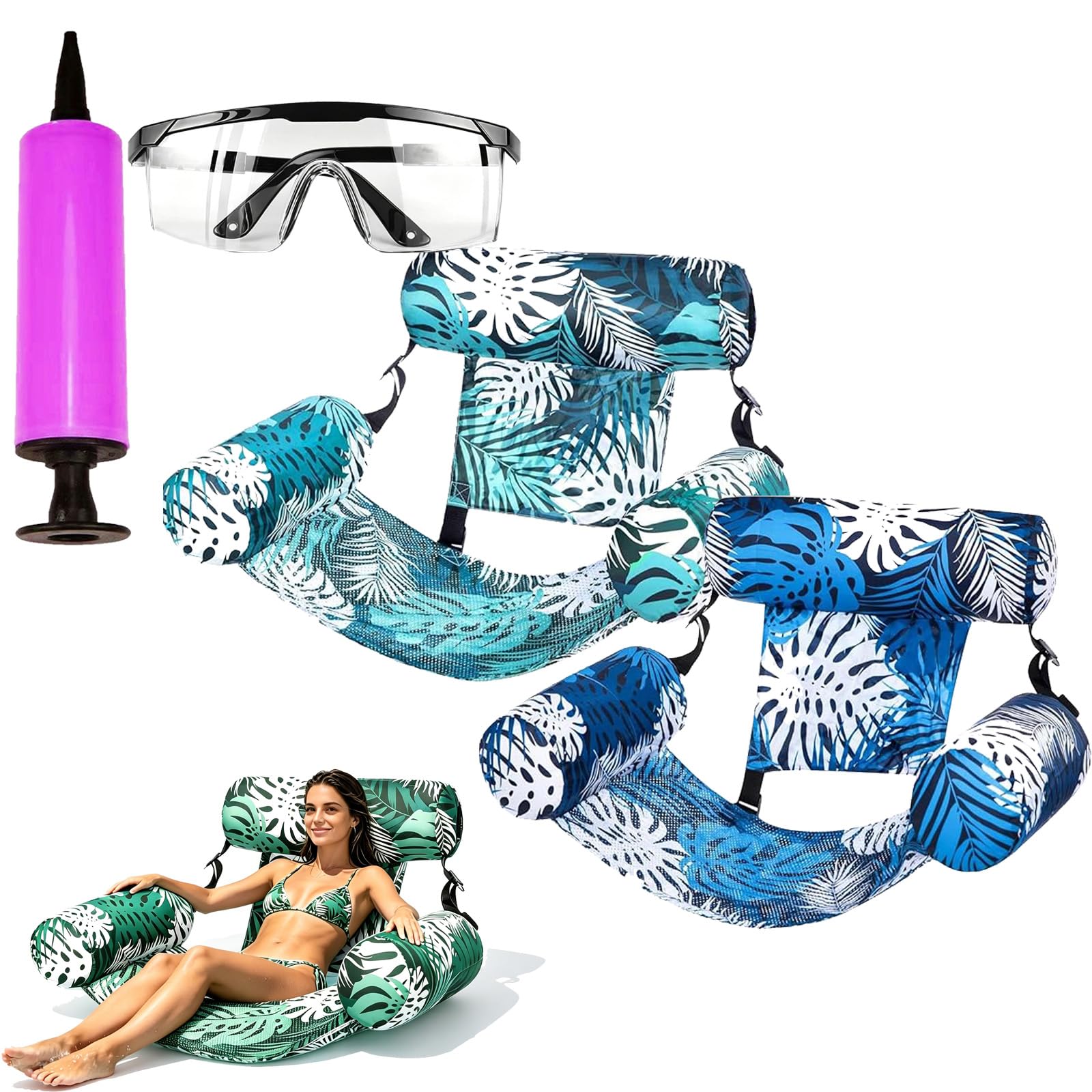 Fauteuil de piscine pour adultes, chaise longue de piscine, chaise longue gonflable, chaise longue de piscine, hamac pour fêtes, été, eau tropicale