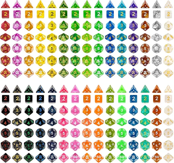 30 Set DND Double-Colors Polyhedron Dice Set for Dungeons and Dragons D&D RPG MTG Table Games D4 D6 D8 D10 D% D12 D20 30 Colors Dice (210 Pieces)