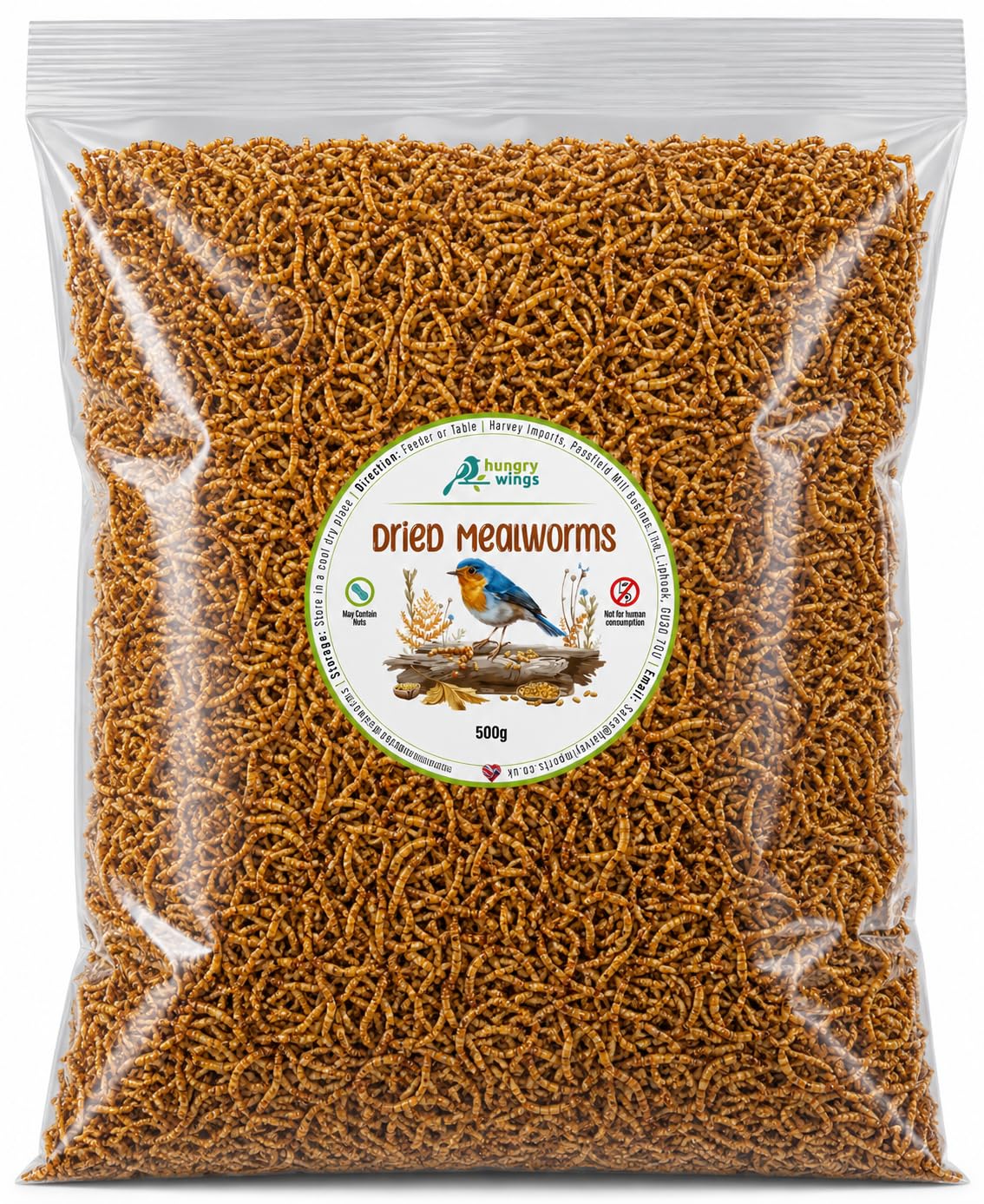 Wild Bird Food (500g, Dried Mealworms)