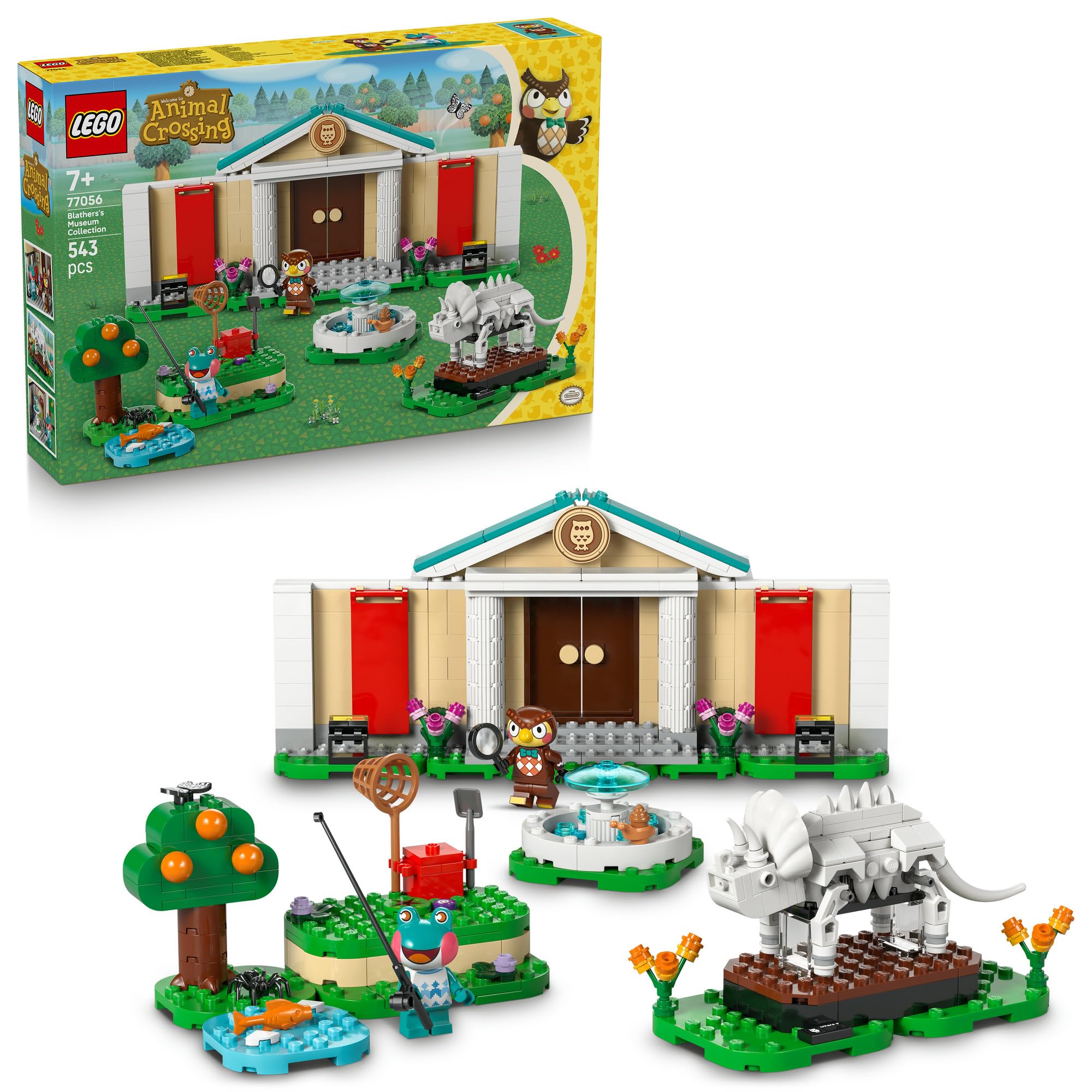 LEGO® Animal Crossing™ Blathers’s Museum Collection 77056 Model Kit for Kids,Building Set with Minifigures and Triceratops Dinosaur Fossil,Nintendo® Character Toy Toy for Girls and Boys Aged 7 Plus