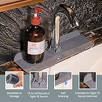 Vista 5 de Sink Faucet Splash Guard Mat, Kitchen Silicone Faucet Handle Drip Catcher Tray, Sink Protectors for Kitchen Sink, Foldable Sink Faucet Water Catcher
