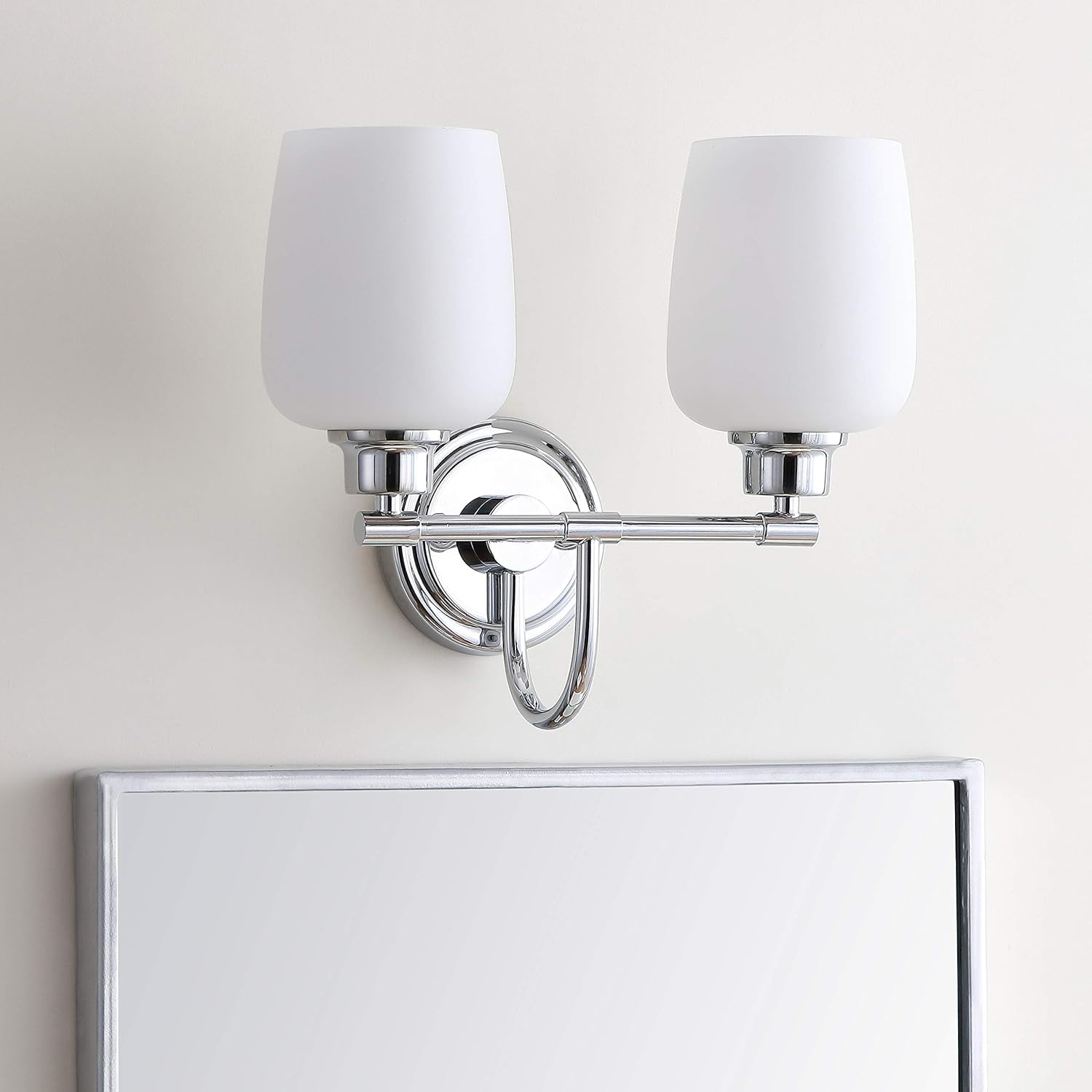 SAFAVIEH SCN4051A Rayden Chrome 2-Light Bathroom (LED Bulbs Included) Sconce