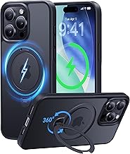 CASEKOO Patented 360 Spin Magnetic Stand for iPhone 16 Pro Max Case [Military Drop Protection] [Non-Slip Edge] [Compatible with MagSafe] Matte Shockproof for 16 Pro Max Case 6.9'', Black