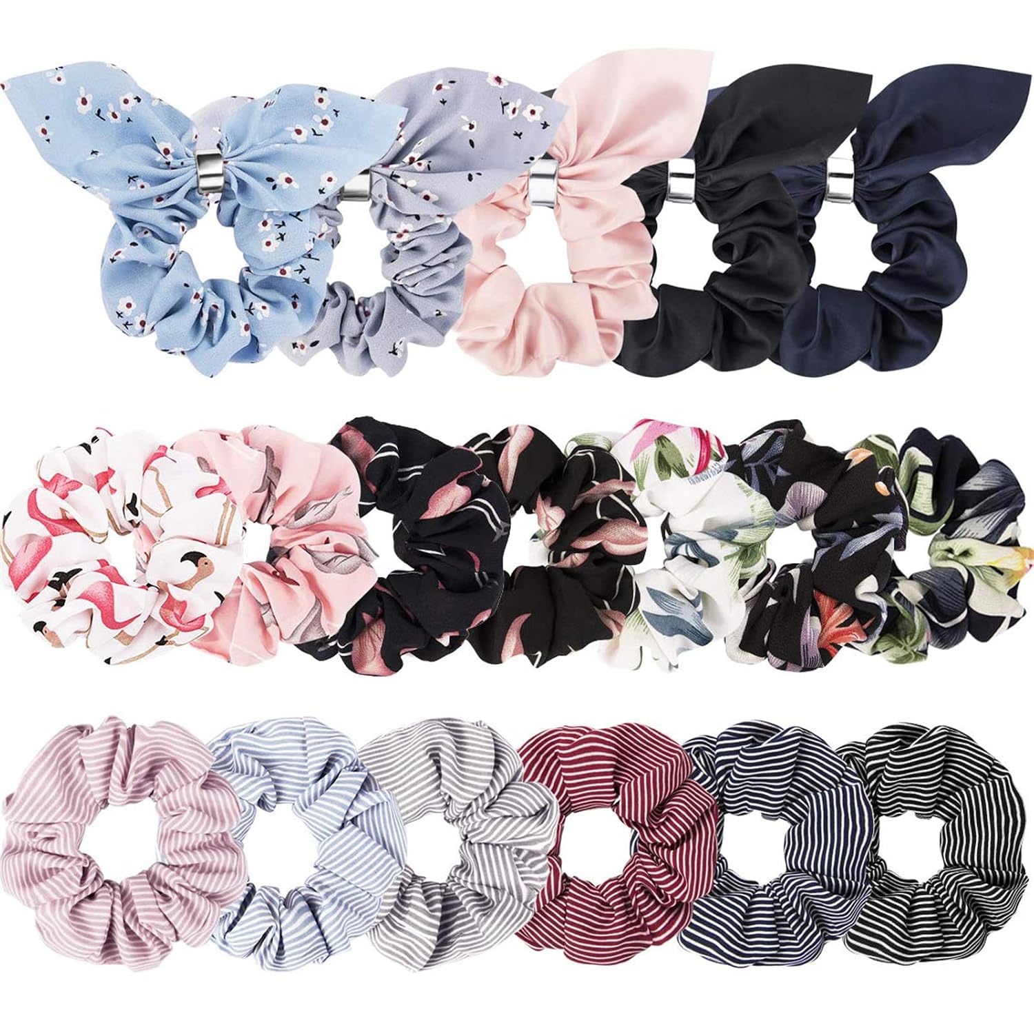 Jaciya 18 Pack Scrunchies for Hair, Cute Scrunchies Women Hair Scrunchies Chiffon Flowers Elastic Hair Bands Scrunchy Hair Ties Ropes Scrunchie Hair Scrunchies Chiffon Hair Scrunchies