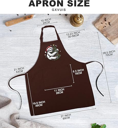 Miniatura 3 de Sloth Christmas Apron for Women with 2 Pockets Waterproof Adjustable Bib Kitchen Cooking Apron Sloth Lovers Xmas Gift
