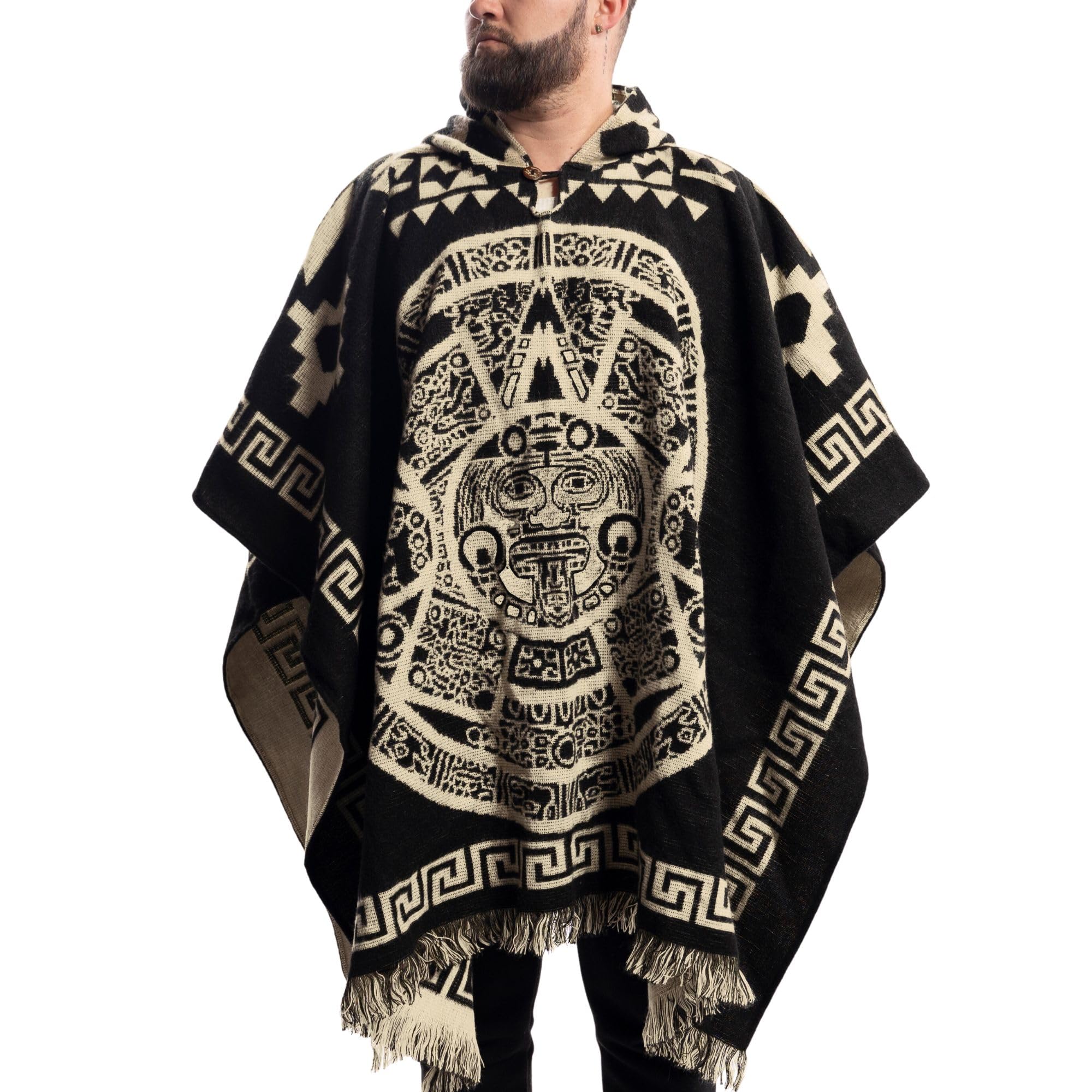 Gamboa Premium Alpaga Laine Poncho Homme Mexicain Polaire Manteux Automne Hiver