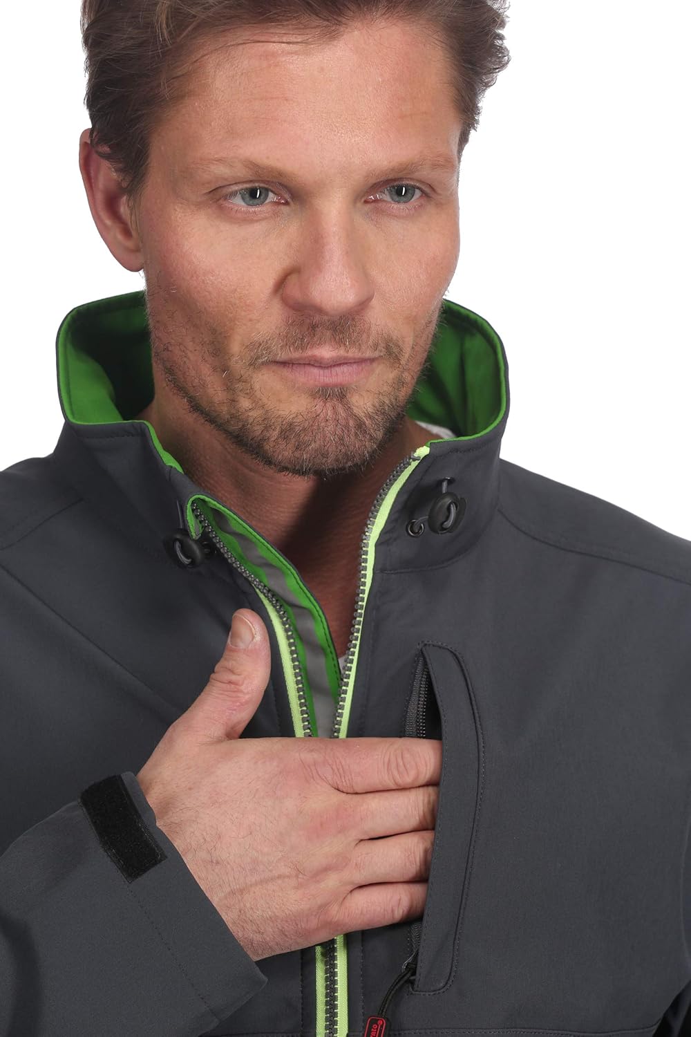 Charlie Barato Men's Softshell Work Jacket Grey / Green M grey/green