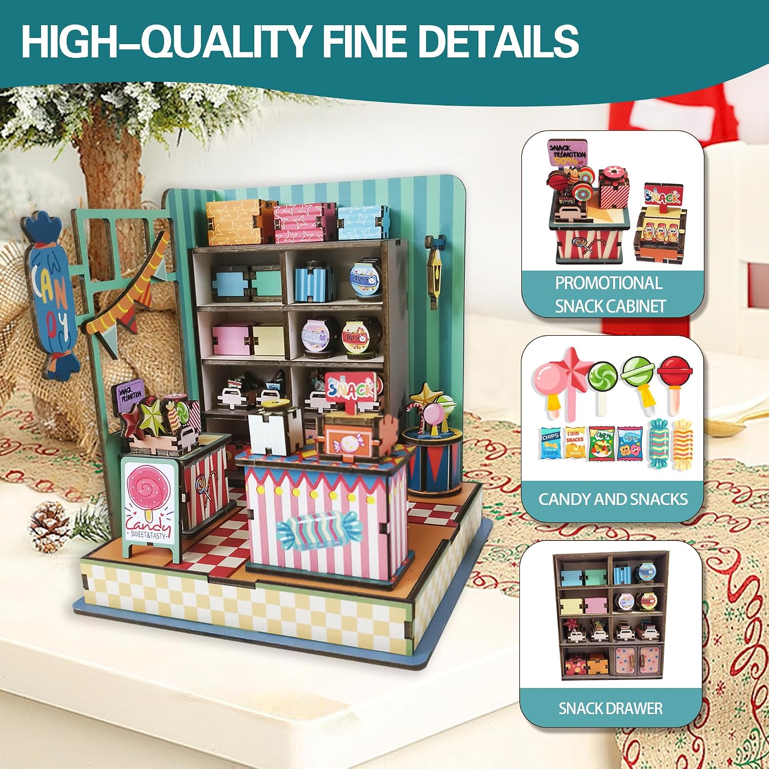 DIY Mini House Kit, 3D Wooden Jigsaw Puzzle Rural Candy House, Handmade Assembly Craft Model, Gift for Adult Craft Enthusiasts image 2