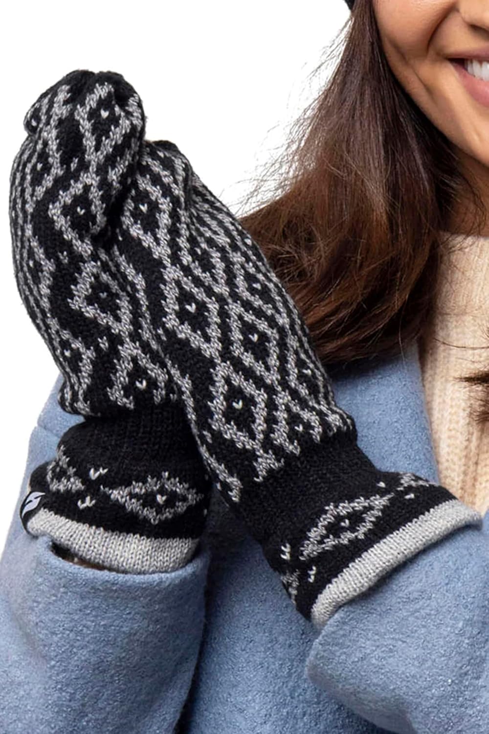 HEAT HOLDERS - Womens Warm Fleece Lined Thermal Cold Weather Knit Winter Mittens