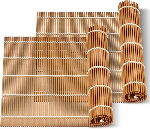 9.5 "x9.5 "Bamboo Sushi Rolling Mat, rodillo kimbap (2 PCS)