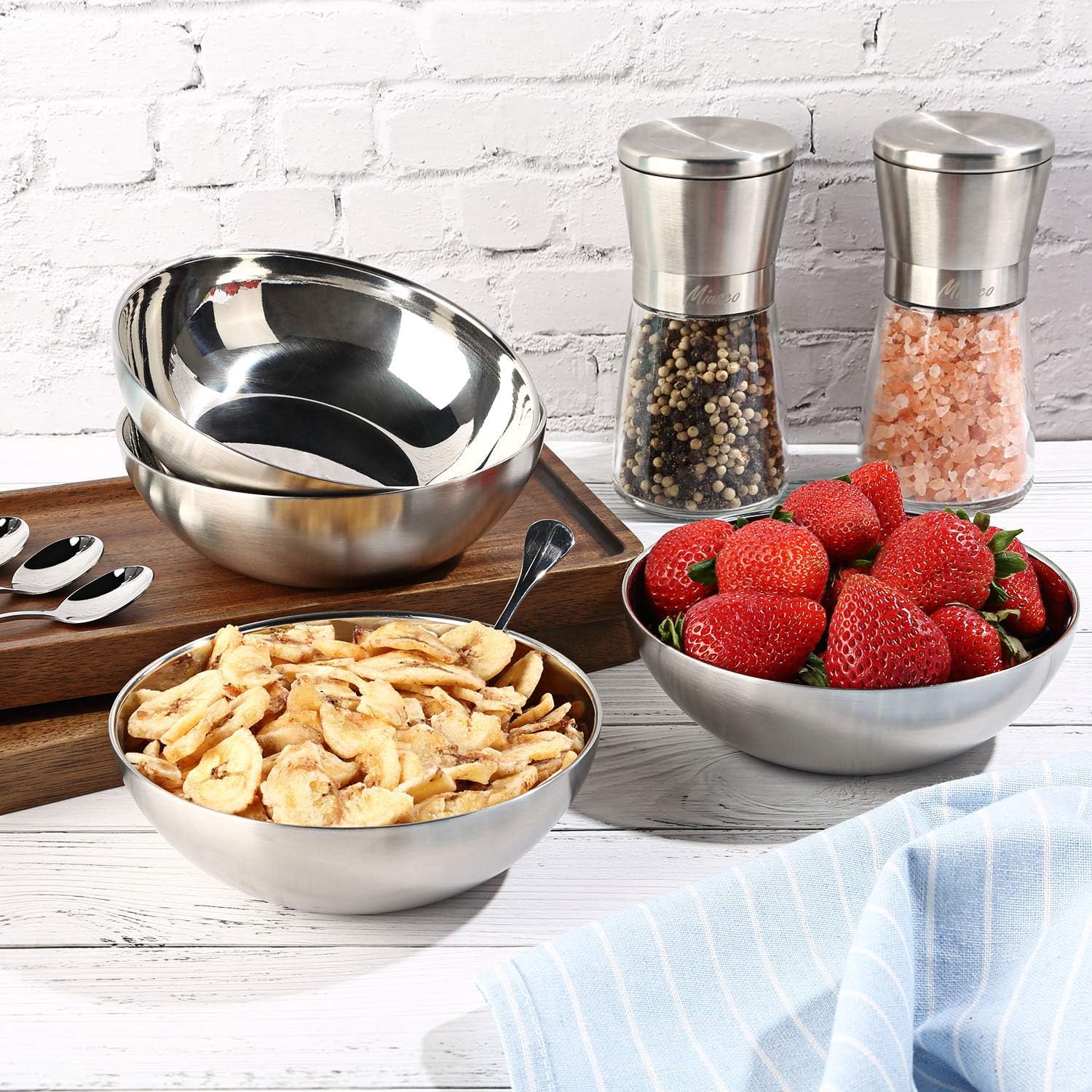 Stainless Steel Bowls for Kids, 18/8 Stainless Steel Toddler Bowl, BPA-Free, Durable & Easy Clean, 4 Pack - 14.5 oz Perfect for Baby Meals, Snacks, Serving and Travel & Home Use，Silver
