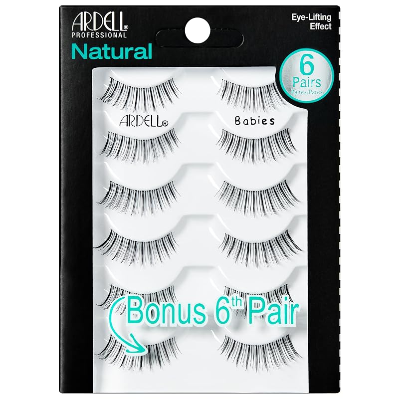 Cílios postiços Ardell Natural Babies Black, curtos, leves e reutilizáveis, pacote com 1