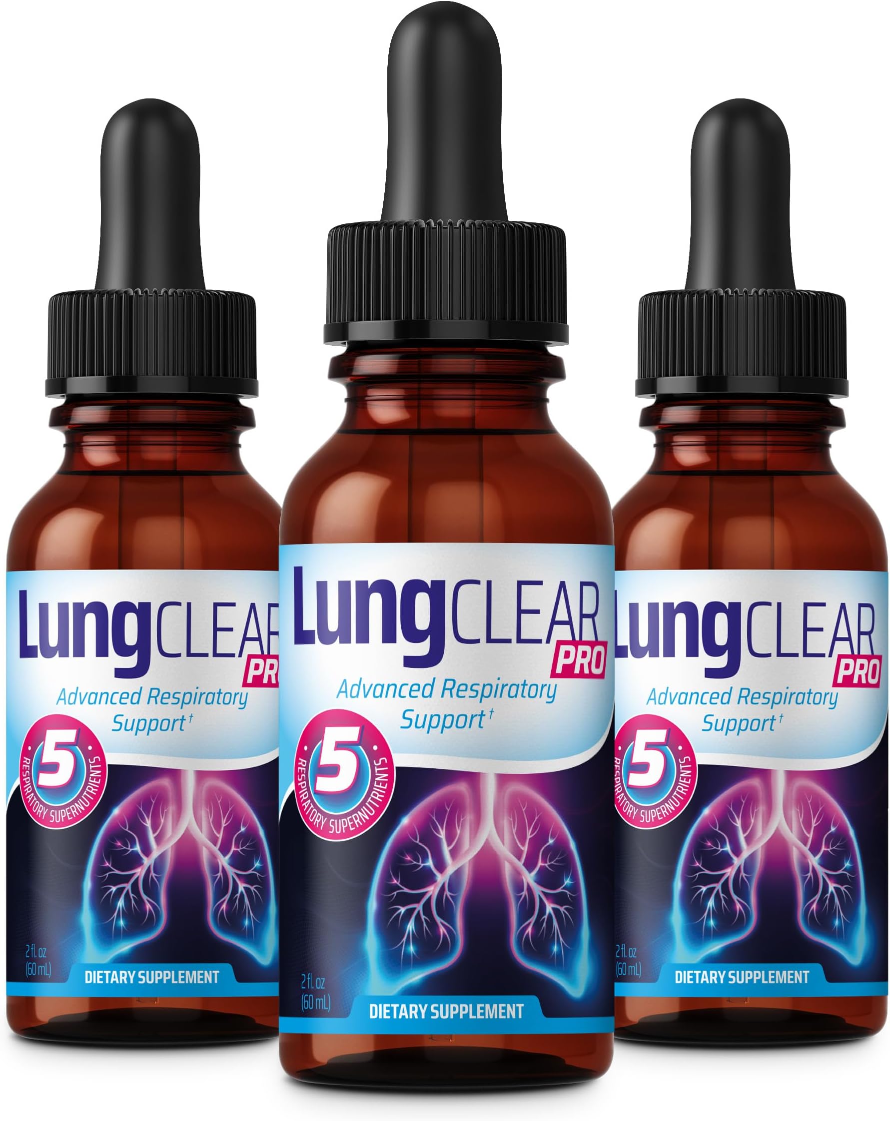 Lung Support Supplement Drops with Wild Mullein Leaf Extract for Lungs and Mucus Relief Support - 2 Fl oz - 3 Bottles