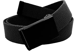 Boy's 1.25" Wide Black Flip Top Buckle with Canvas Web Belt