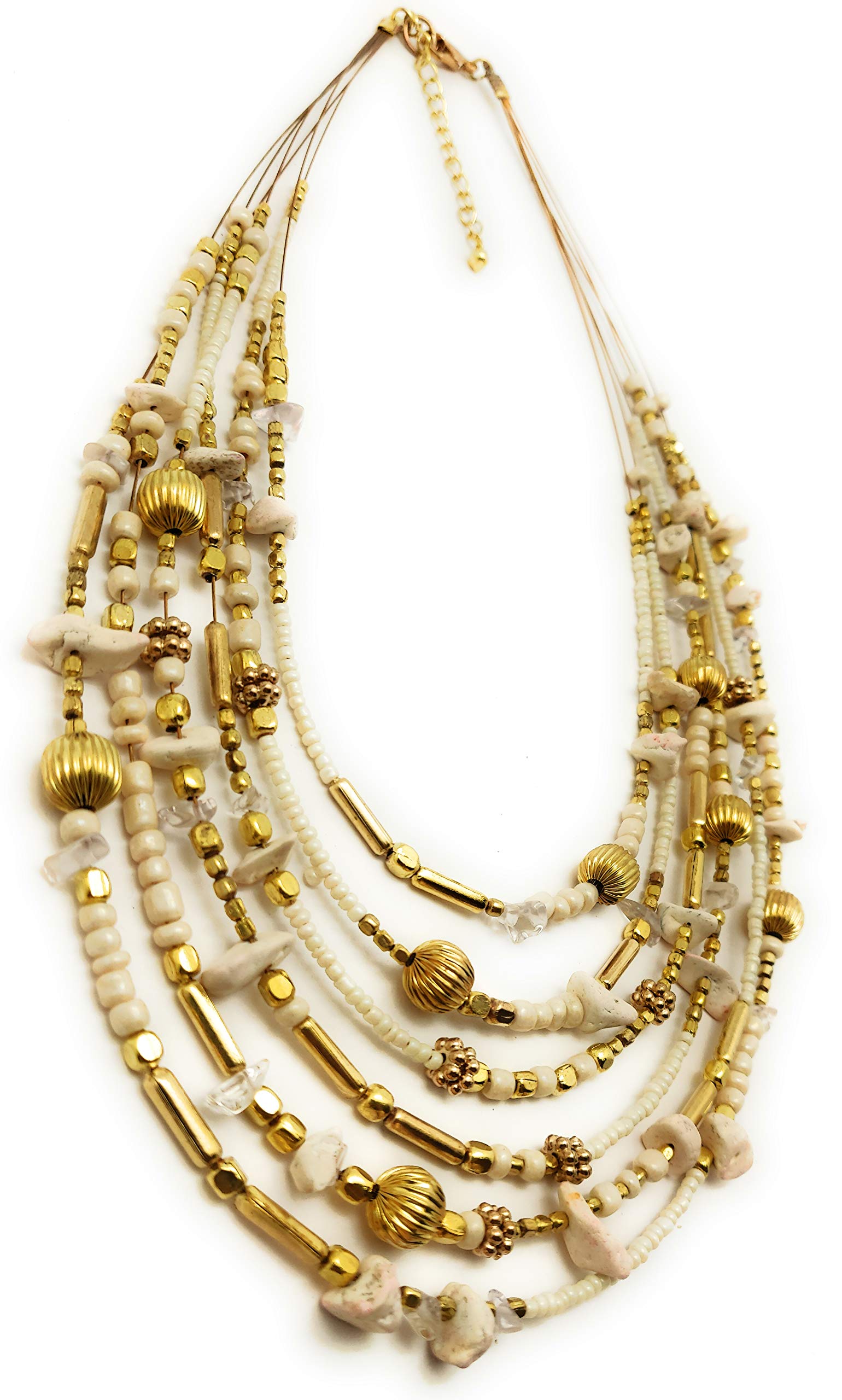 DCA Cream/Gold Glass/Brass Women Necklace (4031) (B01K1PY3OM) Amazon Price History, Amazon Price Tracker