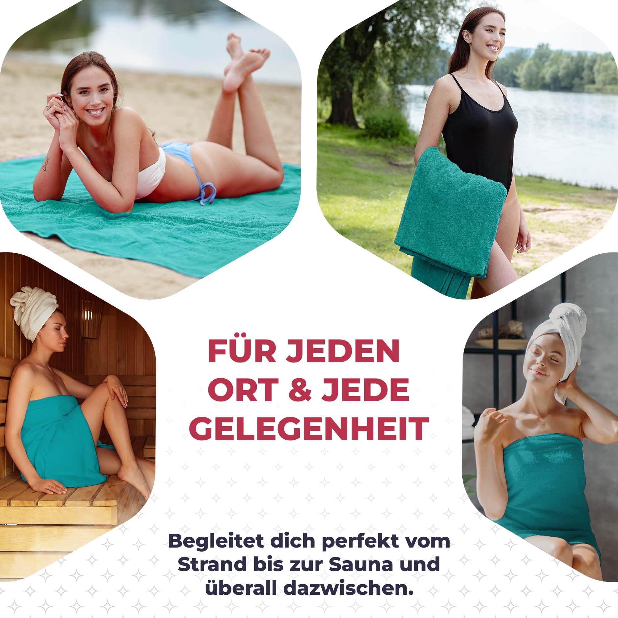 Strandtuch XXL Türkis, 100% Baumwolle, 155x220cm - XXL Strandhandtuch - Badetuch in Übergröße - Duschhandtuch, Badehandtuch & Saunatuch 100x220cm