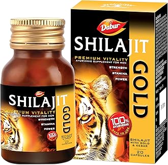 DABUR Shilajit Gold - 20 Capsules | 100% Ayurvedic Capsules for Strength , Stamina and Power | Premium Ayurvedic Supplement | For Men