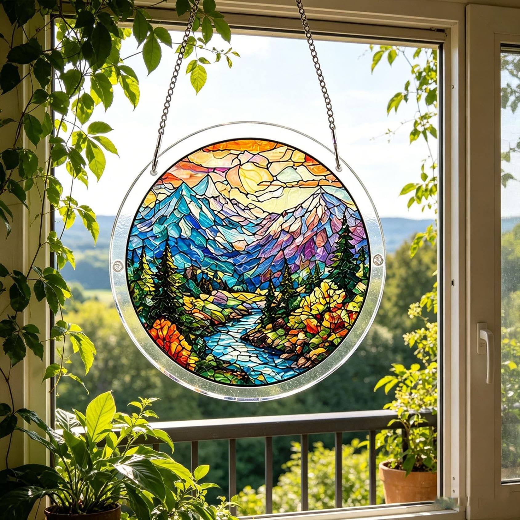 Acrylic Puzzles Suncatcher, Tree of Radiant Glass Puzzle – Jigsaw Puzzle for Doors Garden, Mother's Day Christmas Birthday Gifts for Women Men (I)