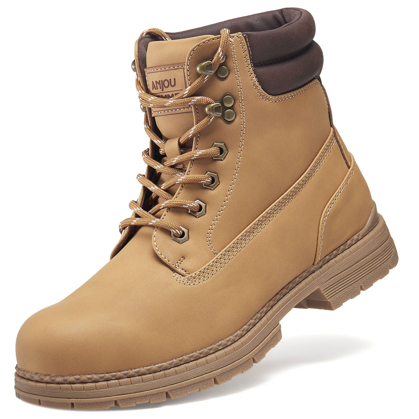 ANJOUFEMME Mens Hiking Boots Water-Resistant Comfortable Outdoor | Slip-Resistant, Lightweight, Mid Height, Casual Fall Winter Walking Shoes, Backpacking & Trekking
