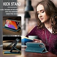 Vista 45 de SINIANL Funda de cuero para iPhone 15 Pro Max, cartera para iPhone 15 Pro Max, funda tipo cartera plegable con función atril magnética, ranuras