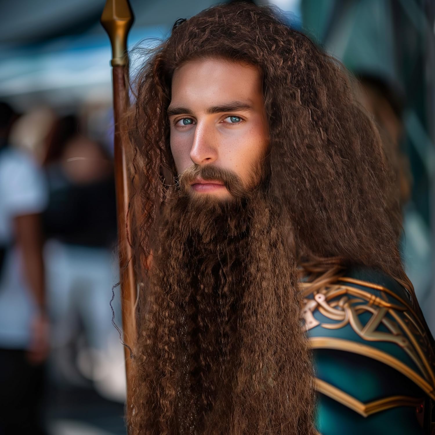 HOMELEX Brown Wizard Beard And Wig - Halloween Funny Father Time Costume Accessory for Adults - Image 3