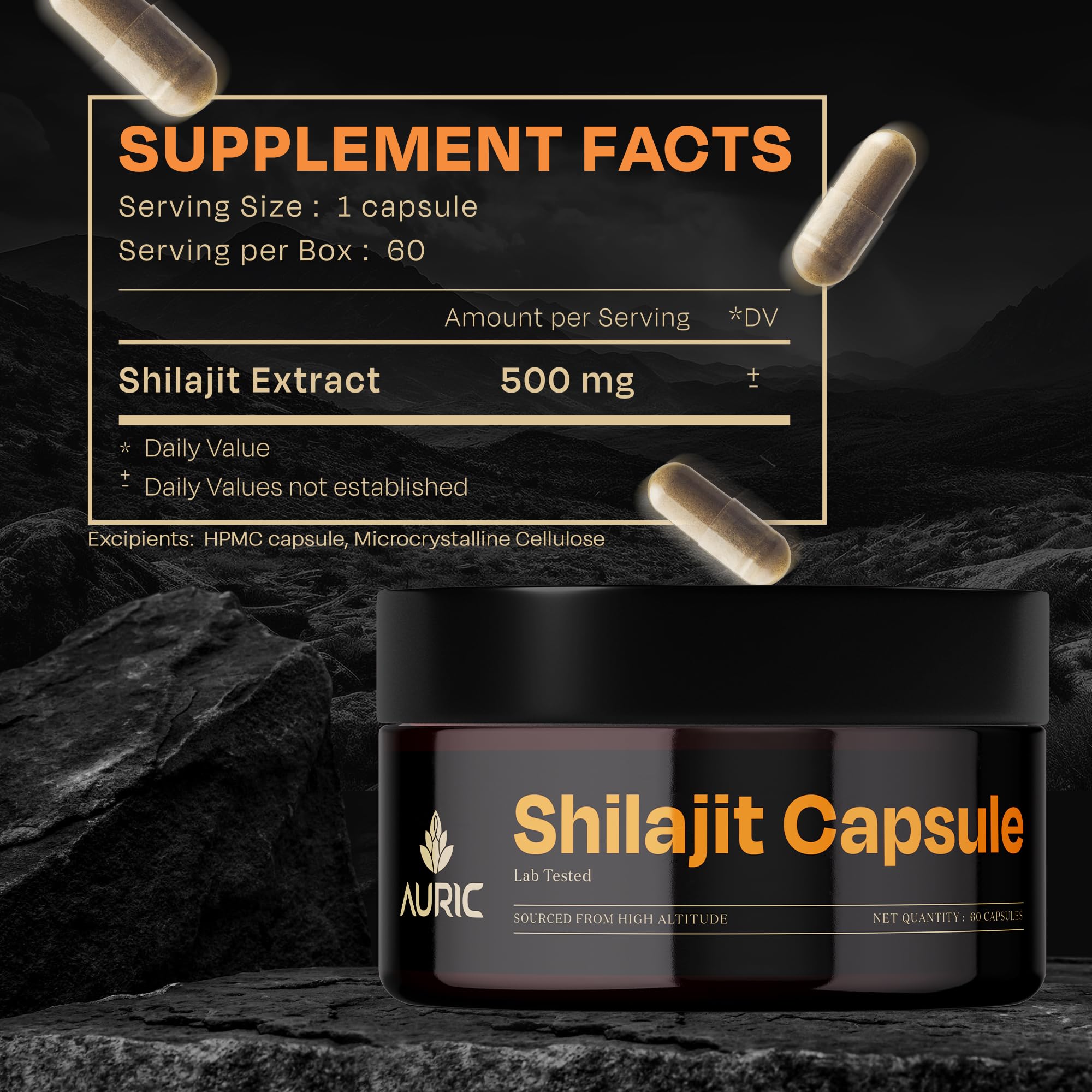 Auric Shilajit/Shilajeet Energy 60 Capsules | Lab Tested 100% Pure Shilajit | Enhances Stamina, Energy, and Power — Amazon image 4