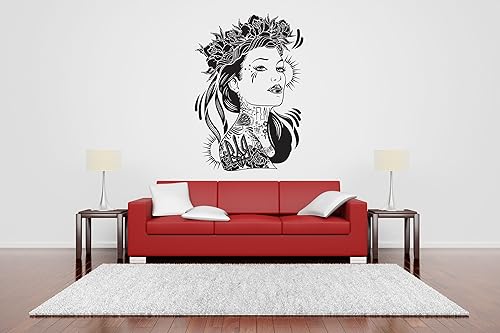 pared habitación decoración arte vinilo mural calcomanía Sexy Girl Portrait Póster tatuaje Pin Up as2954