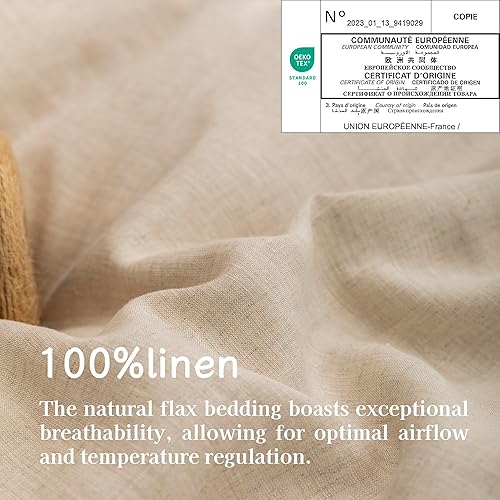 Miniatura 3 de EVERLY Juego de funda de edredón de 100 % lino puro, tamaño CK de 104 x 98 pulgadas, 3 piezas (1 funda de edredón, 2 fundas de almohada), suave y
