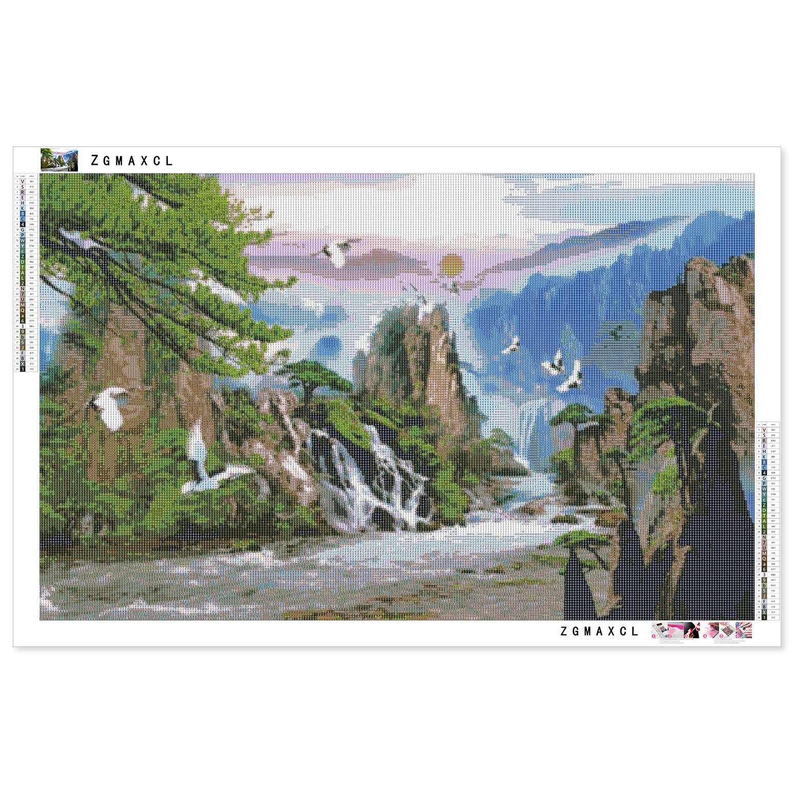 ZGmaxCL DIY 5D Diamant Malerei Set – Großformat 100x40 Cm, Wasserfall-Landschaft, Inkl. Zubehör