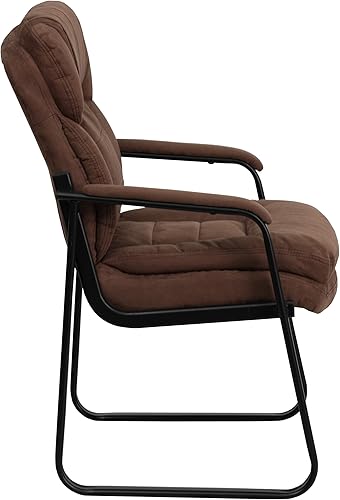 Miniatura 6 de EMMA + OLIVER - Silla lateral de microfibra marrón con soporte lumbar y base de trineo