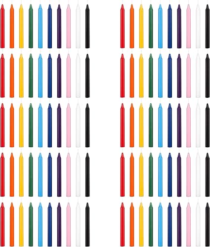 Mega Candles 100 velas cónicas de colores surtidos sin perfume, de 5 pulgadas de alto x 12 pulgadas de diámetro, ideal para lanzar campanillas,