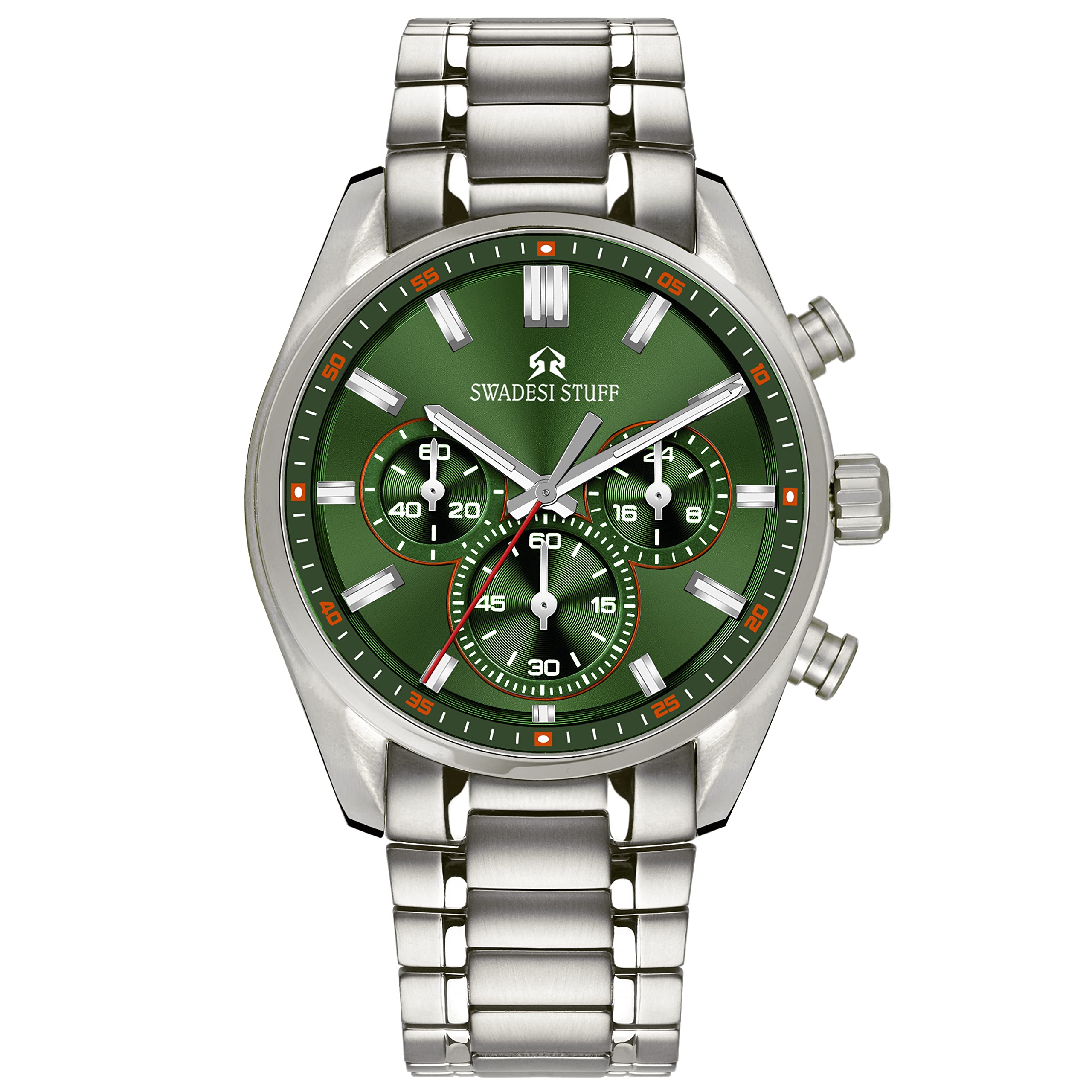SWADESI STUFF Aerodyne Chronograph Green Dial Premium Luxury Titanium Watch for Men (B0C432N64V) Amazon Price History, Amazon Price Tracker