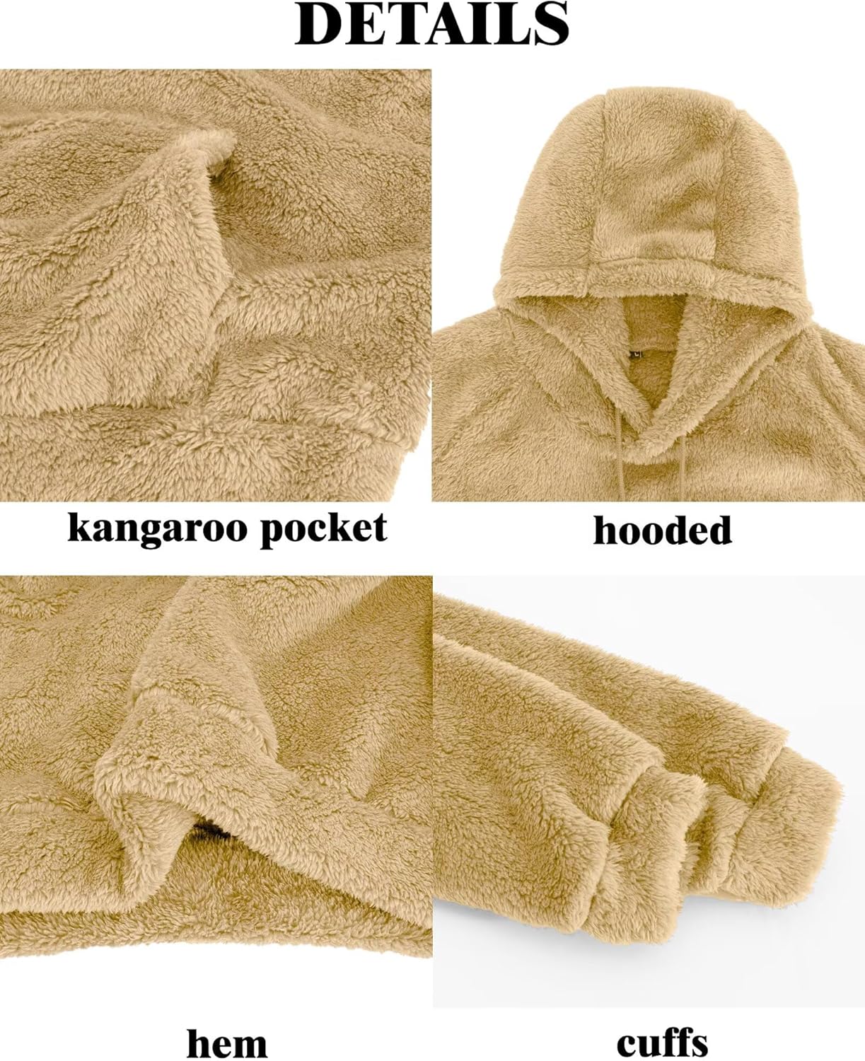 VahRuta Mens Fuzzy Sherpa Hoodie Sweatshirt Long Sleeve Fashion Pullover Fall Outwear Winter Hooded - Image 4