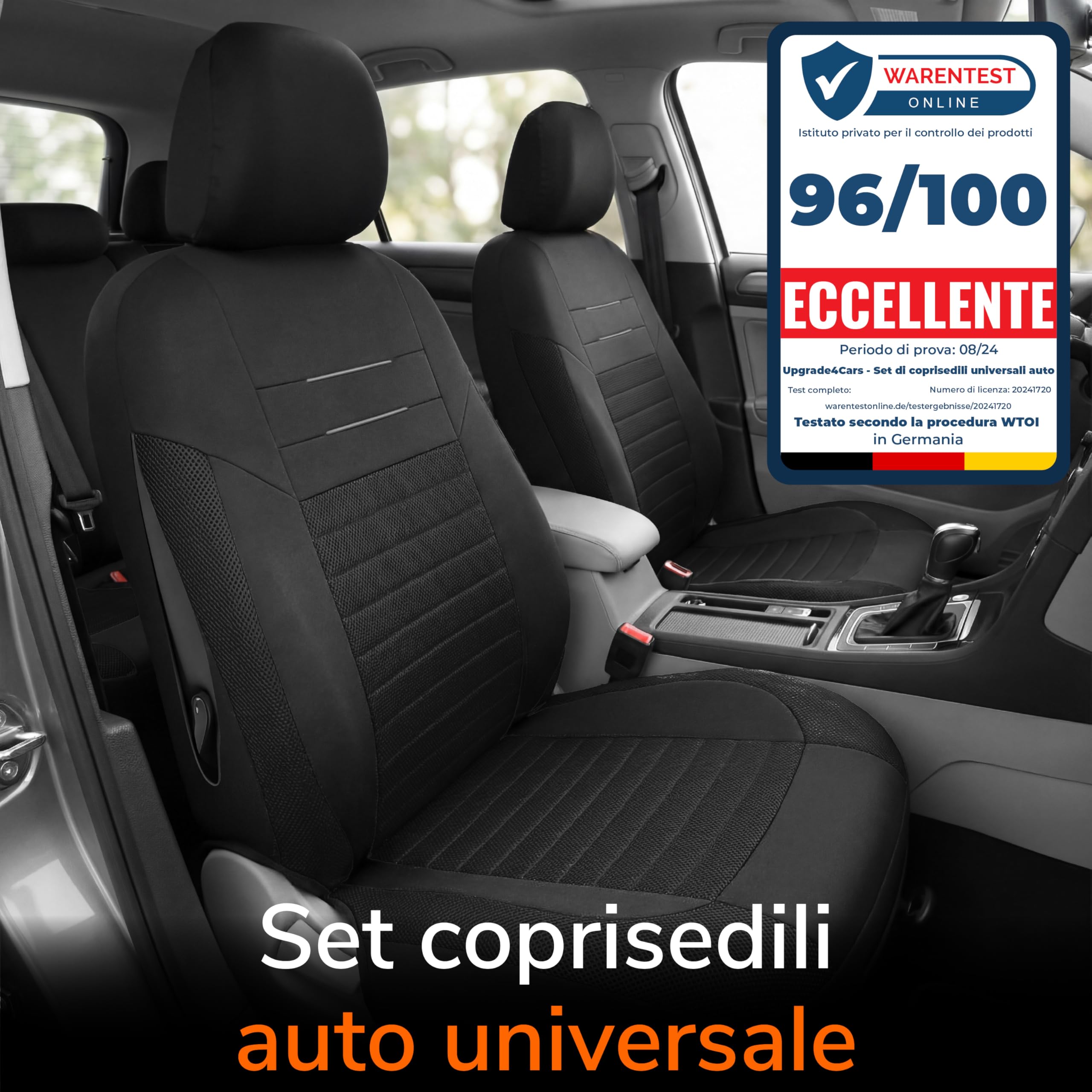 Upgrade4cars Coprisedili Auto Set Universale Versione 2026 | Coperture Anteriore e Posteriore | Accessori Interno Auto Decorazione