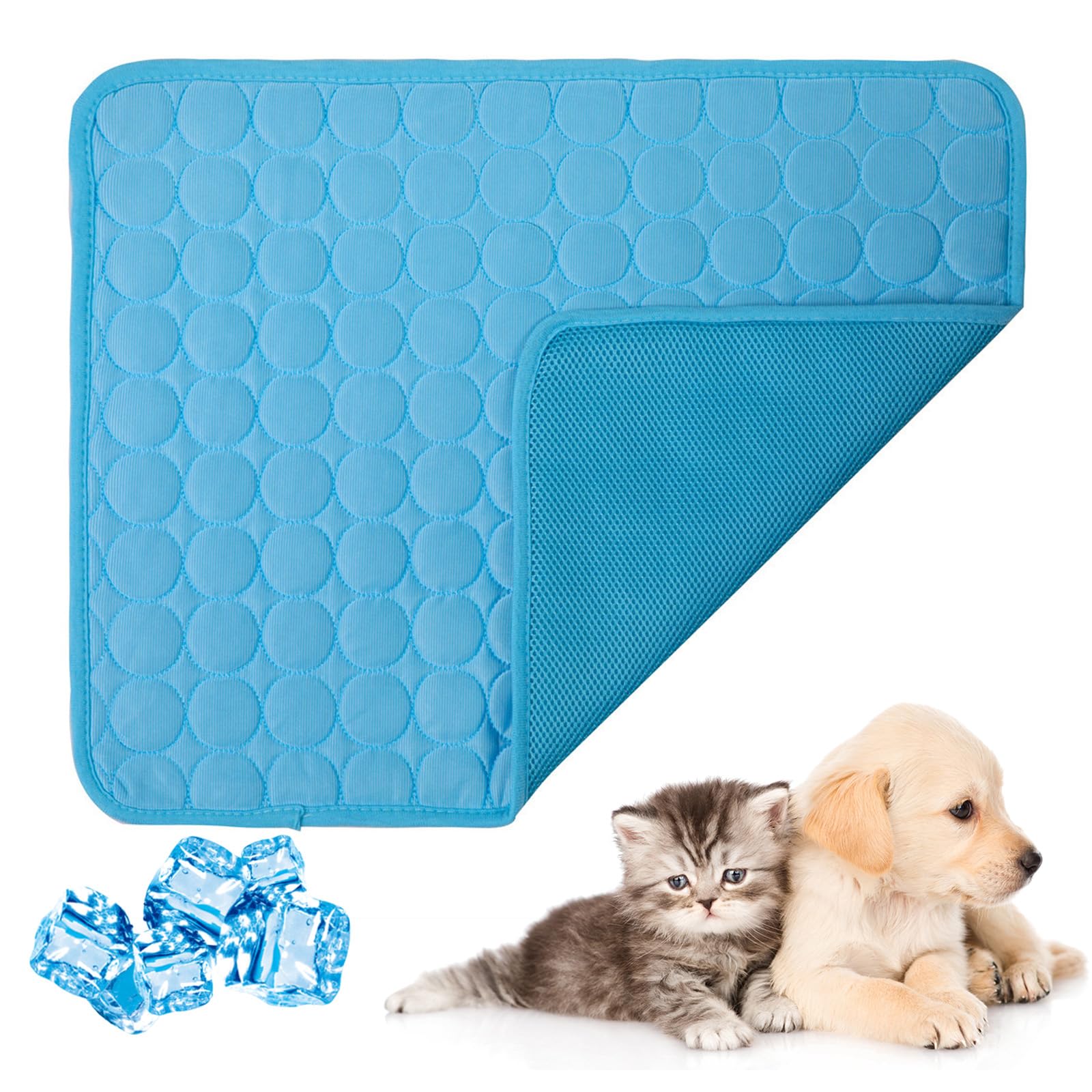 Cat Cooling Mat for Summer, Dog Cooling Mat, Cat Coolings Mats (M,Blue)