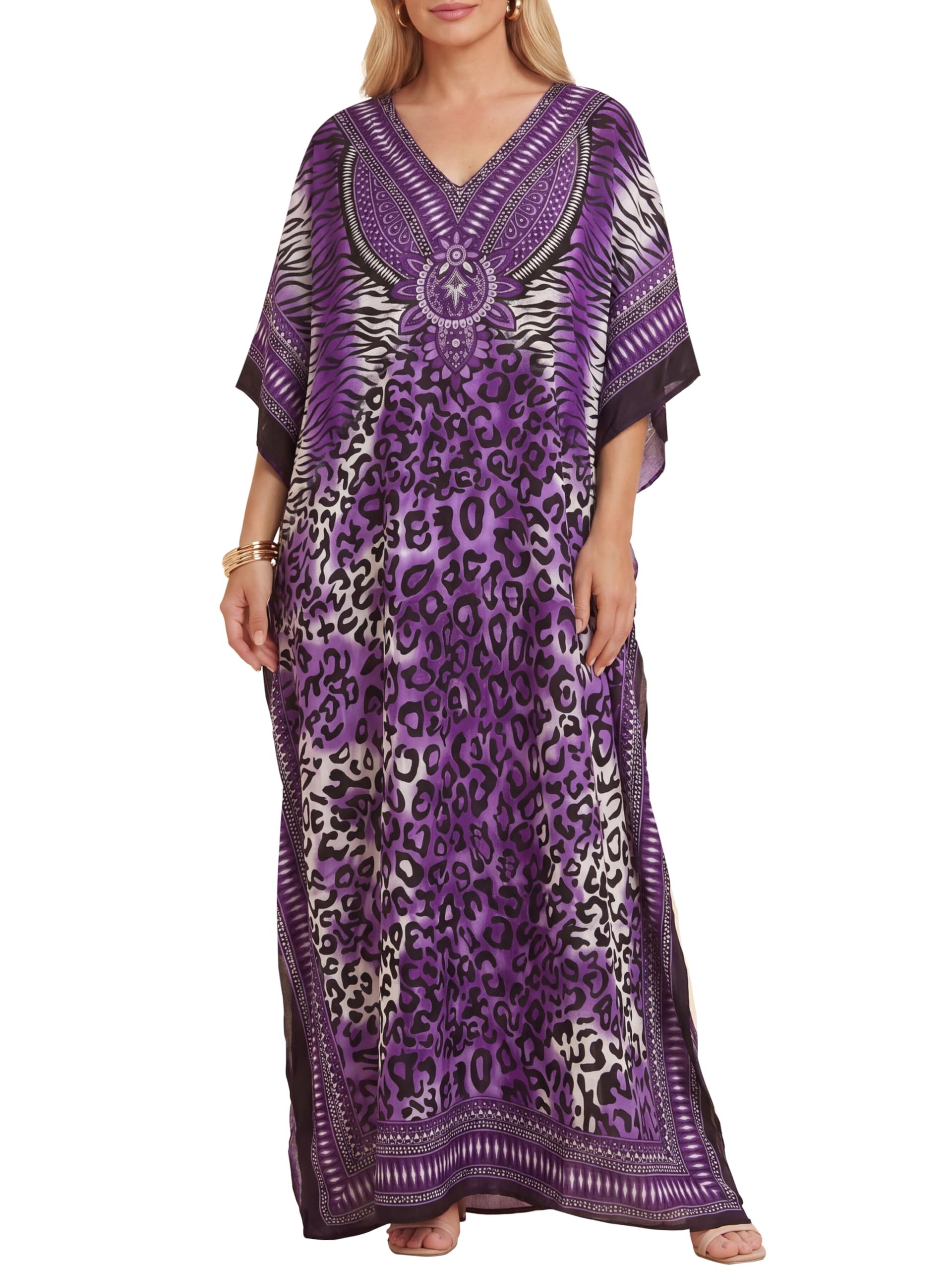 Love My Fashions® Women's Kaftans Morrocan Print Tunic Long Summer Dress Loungewear Swim Cover Up Beachwear Sundress Casual Nightwear