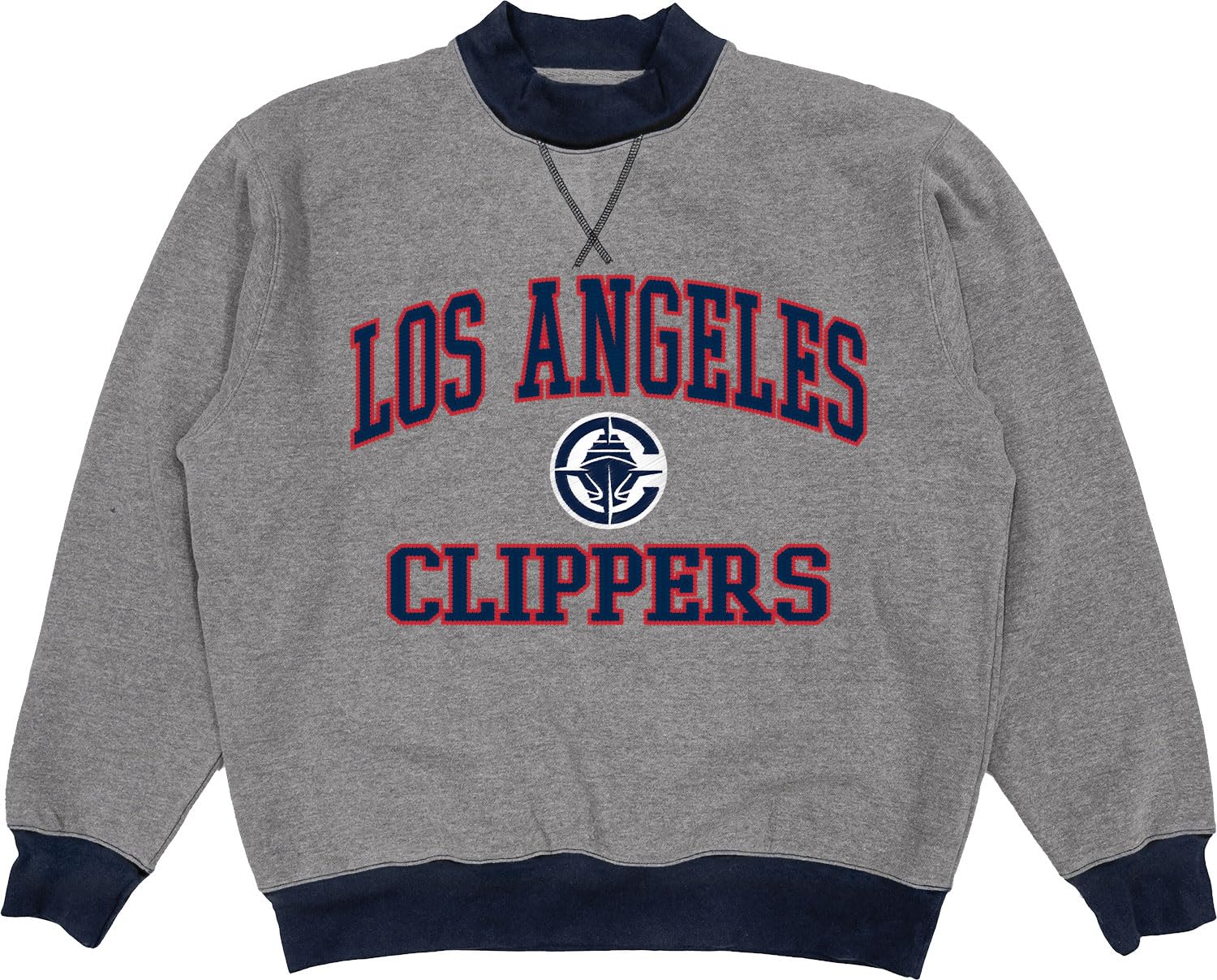 Blue 84 NBA unisex-adult Nba Officially Licensed Mock Crewneck Sweatshirt Applique Embroidery
