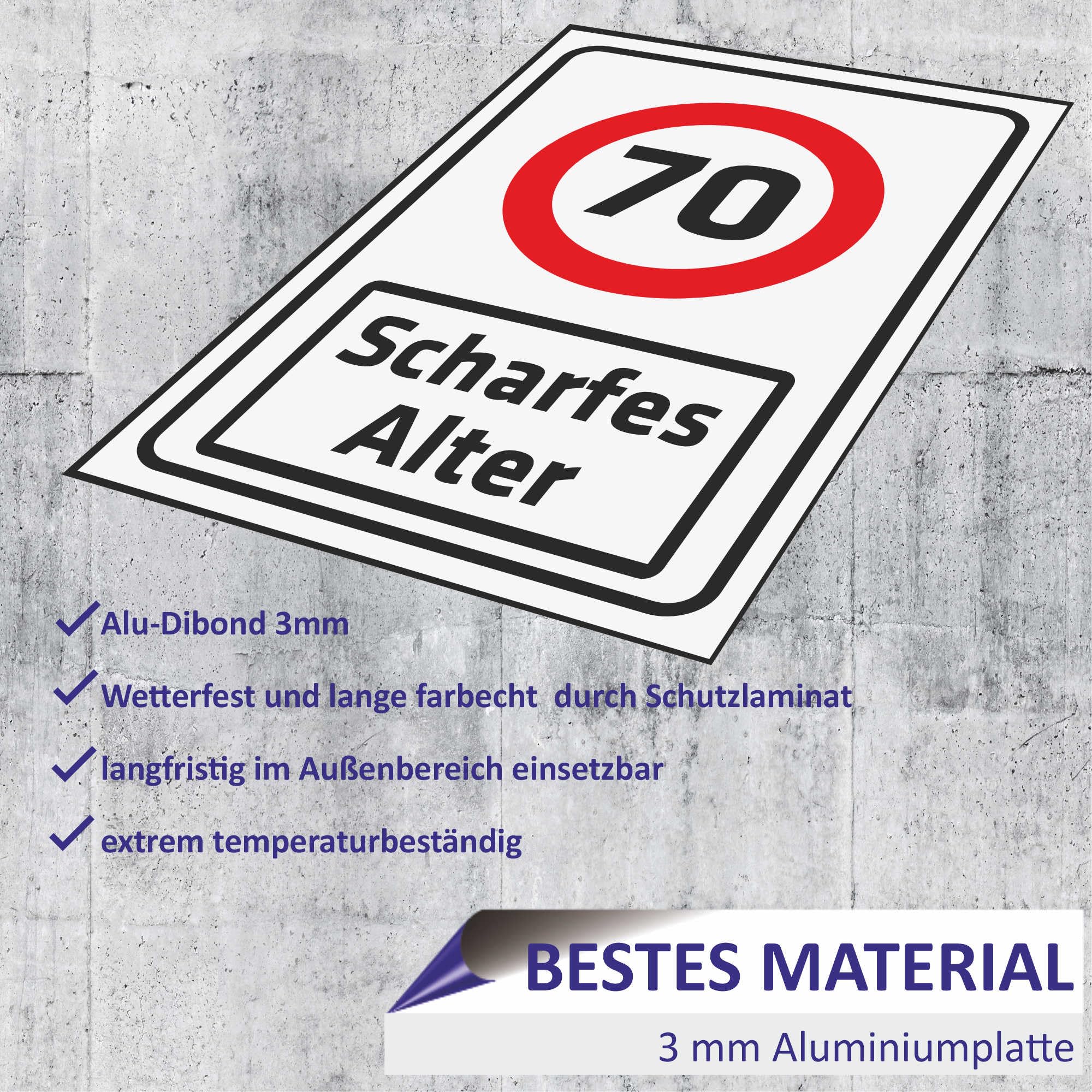 INDIGOS UG Panneau Dibond en aluminium de 3 mm Personnalisable Avec texte personnalisé Pour l'âge vif comme panneau de signalisation Combi 800 x 600 mm Pour hôtel, entreprise, protection, crèche,