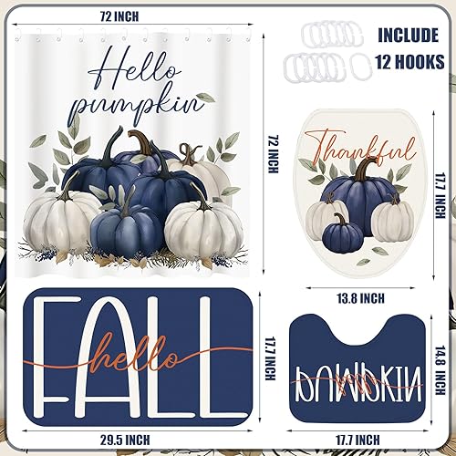 Miniatura 8 de Preboun Juego de cortina de ducha de Navidad de Papá Noel, 72 x 72 pulgadas, cortina de baño de Navidad con 12 ganchos antideslizante, cubierta para