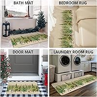 Vista 5 de Juego de 2 alfombras y tapetes de cocina de Feliz Navidad, zorro de los pinos, bosque nevado, ciervos, copos de nieve, vacaciones de invierno